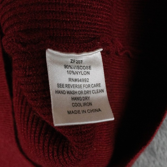 Patrizia Luca Women's Large Red Mock Neck Chunky Knit Asymmetrical Sweater - Picture 3 of 6